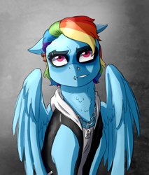 Size: 920x1080 | Tagged: safe, artist:notaletolivefor, rainbow dash, pegasus, pony, g4, female, piercing, solo