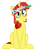 Size: 1429x1920 | Tagged: safe, artist:aaronmk, oc, oc only, oc:lefty pony, 2023 community collab, derpibooru community collaboration, floral head wreath, flower, freckles, glasses, simple background, sitting, solo, transparent background, vector
