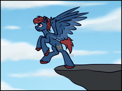 Size: 4000x3000 | Tagged: safe, artist:sadfloorlamp, oc, oc only, pegasus, pony, cliff, prize, sky