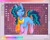Size: 2421x1944 | Tagged: safe, artist:wavecipher, misty brightdawn, pony, unicorn, g5, aesthetics, candy, candy cane, christmas, clothes, cute, female, food, freckles, happy, holiday, looking at you, mare, mistybetes, mouth hold, ms paint, one eye closed, raised hoof, raised hooves, scarf, solo, standing on two hooves, teary eyes, text, webcore, wink, winking at you