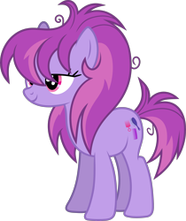 Size: 3429x4089 | Tagged: safe, artist:starryshineviolet, glitter spritz, earth pony, pony, g4, honest apple, background pony, female, high res, lidded eyes, mare, messy mane, simple background, smiling, solo, transparent background, vector