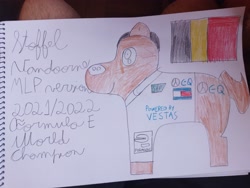 Size: 4000x3000 | Tagged: safe, artist:super-coyote1804, earth pony, pony, belgium, formula e, racing, solo, stoffel vandoorne, traditional art