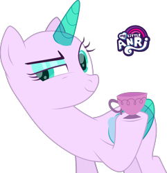 Size: 2424x2518 | Tagged: safe, artist:emperor-anri, oc, oc only, alicorn, pony, g4, alicorn oc, bald, base, cup, eyeshadow, female, high res, horn, makeup, mare, raised hoof, signature, simple background, smiling, smirk, solo, teacup, transparent background, wings