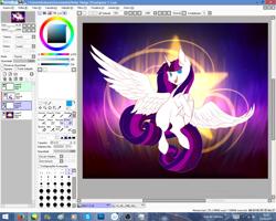 Size: 1280x1024 | Tagged: safe, artist:prettyshinegp, oc, oc only, alicorn, pony, alicorn oc, flying, horn, solo, spreading, wings