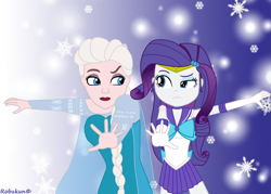 Size: 1058x756 | Tagged: safe, artist:robukun, rarity, human, equestria girls, g4, crossover, elsa, frozen (movie), sailor moon (series)