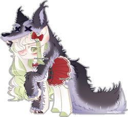 Size: 577x528 | Tagged: safe, artist:kawaiighetto, oc, oc only, earth pony, pony, wolf, bow, clothes, costume, earth pony oc, female, hair bow, mare, simple background, skirt, smiling, solo, transparent background