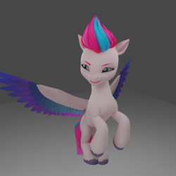 Size: 1920x1920 | Tagged: safe, zipp storm, pegasus, pony, g5, my little pony: a new generation, 3d, adorazipp, bust, colored wings, cute, female, flying, gray background, grin, mare, multicolored wings, simple background, slender, smiling, solo, spread wings, thin, wings