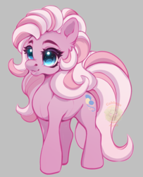 Size: 800x987 | Tagged: safe, artist:cabbage-arts, pinkie pie (g3), earth pony, pony, g3, g3.5, gray background, simple background, solo, sparkly eyes, standing