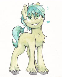 Size: 2685x3356 | Tagged: safe, artist:lightisanasshole, sandbar, earth pony, pony, g4, cute, daaaaaaaaaaaw, doodle, heart, high res, innocent, looking at you, male, missing cutie mark, sandabetes, simple background, smiling, solo, teenager, traditional art, watercolor painting