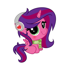 Size: 1735x1741 | Tagged: safe, artist:darbypop1, oc, oc only, oc:alyssa rice, alicorn, pony, chibi, clothes, female, mare, scarf, simple background, solo, striped scarf, transparent background
