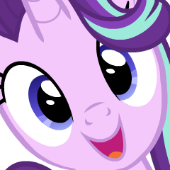 Size: 240x240 | Tagged: safe, artist:vandercat, starlight glimmer, pony, unicorn, g4, bust, close-up, cute, face, female, glimmerbetes, hi anon, mare, meme, portrait, silly, silly face, silly pony, simple background, smiling, solo, white background