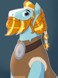 Size: 3072x4096 | Tagged: safe, artist:inayurinai01, rockhoof, earth pony, pony, g4, beard, bust, clothes, facial hair, male, simple background, solo, stallion