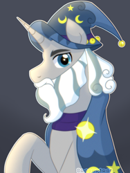 Size: 3072x4096 | Tagged: safe, artist:inayurinai01, star swirl the bearded, pony, unicorn, g4, beard, bust, cape, clothes, facial hair, hat, male, solo, stallion, wizard hat