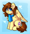 Size: 2669x3005 | Tagged: safe, artist:shyshyoctavia, oc, oc only, pegasus, pony, blue background, blue eyes, brown hair, brown tail, clothes, ears, ears up, female, hair, heart, high res, mane, mare, scarf, simple background, sitting, smiling, solo, tail, wings