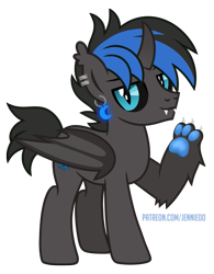 Size: 779x1000 | Tagged: safe, artist:jennieoo, oc, oc only, bat pony, fangs, looking at you, paw pads, paws, piercing, show accurate, simple background, smiling, smiling at you, solo, transparent background, vector