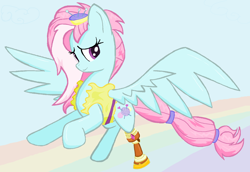 Size: 1464x1008 | Tagged: safe, artist:sallycars, kerfuffle, pegasus, pony, g4, amputee, female, looking at you, mare, ms paint, prosthetic limb, prosthetics, simple background, solo, spread wings, wings