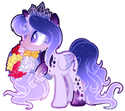 Size: 900x794 | Tagged: safe, artist:existencecosmos188, twilight sparkle, oc, oc only, oc:existence, alicorn, pony, alicorn oc, bouquet, ethereal mane, female, flower, horn, jewelry, mare, simple background, smiling, solo, starry mane, tiara, transparent background, twilight sparkle (alicorn), wings