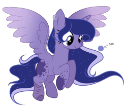 Size: 1596x1348 | Tagged: safe, artist:existencecosmos188, oc, oc only, alicorn, pony, alicorn oc, base used, ethereal mane, female, flying, horn, magical lesbian spawn, mare, offspring, parent:princess luna, parent:twilight sparkle, parents:twiluna, simple background, solo, starry mane, transparent background, twilight sparkle (alicorn), wings