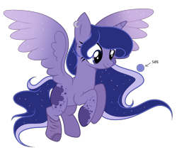 Size: 1596x1348 | Tagged: safe, artist:existencecosmos188, oc, oc only, alicorn, pony, g4, alicorn oc, base used, ethereal mane, female, flying, horn, magical lesbian spawn, mare, offspring, parent:princess luna, parent:twilight sparkle, parents:twiluna, simple background, solo, starry mane, transparent background, twilight sparkle (alicorn), wings