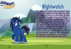Size: 3015x2102 | Tagged: safe, artist:aleximusprime, oc, oc only, oc:nightwatch, pony, unicorn, fanfic:my little sister is a dragon, bio, high res, raised hoof, solo