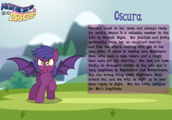 Size: 3014x2102 | Tagged: safe, artist:aleximusprime, oc, oc only, oc:oscura, bat pony, pony, fanfic:my little sister is a dragon, bat pony oc, bio, high res, raised hoof, solo