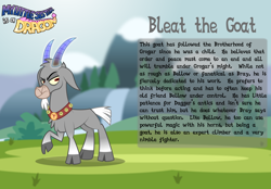 Size: 3014x2102 | Tagged: safe, artist:aleximusprime, oc, oc only, oc:bleat, goat, fanfic:my little sister is a dragon, bio, brotherhood of grogar, cloven hooves, high res, male, oc villain, raised hoof, solo