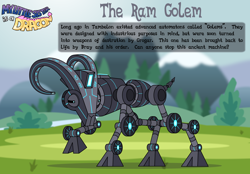 Size: 3014x2102 | Tagged: safe, artist:aleximusprime, oc, oc only, oc:golem, golem, fanfic:my little sister is a dragon, automaton, bio, cloven hooves, high res, raised hoof, solo