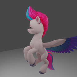 Size: 1920x1920 | Tagged: safe, zipp storm, pegasus, pony, g5, my little pony: a new generation, 3d, adorazipp, bust, colored wings, cute, female, flying, gray background, grin, mare, multicolored wings, raised hooves, simple background, slender, smiling, solo, spread wings, thin, wings