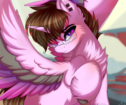 Size: 2385x2000 | Tagged: safe, artist:2pandita, oc, oc only, alicorn, pony, alicorn oc, high res, horn, solo, wings