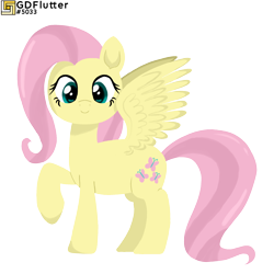 Size: 2160x2160 | Tagged: safe, alternate version, artist:thread8, fluttershy, g4, high res, pink mane, simple background, spread wings, transparent background, watermark, wings, yellow coat