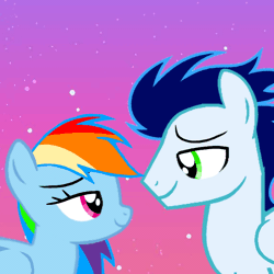 Size: 720x720 | Tagged: safe, artist:mlplary6, rainbow dash, soarin', pegasus, pony, g4, animated, boyfriend and girlfriend, female, gif, heart, looking at each other, looking at someone, male, mare, ship:soarindash, shipping, smiling, smiling at each other, stallion, straight