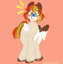 Size: 1280x1294 | Tagged: safe, artist:pastelperyton, oc, oc only, butterfly, pegasus, pony, amputee, butterfly on nose, insect on nose, missing wing, solo