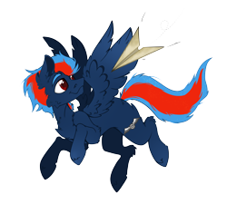 Size: 3000x2700 | Tagged: safe, artist:zira, oc, oc only, oc:black the dragon, pegasus, pony, 2023 community collab, derpibooru community collaboration, flying, high res, male, paper airplane, simple background, smiling, solo, transparent background