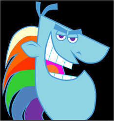 Size: 827x882 | Tagged: safe, artist:charelzzz, rainbow dash, pegasus, pony, g4, black background, bust, character swap, dinkleberg, simple background, solo
