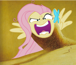 Size: 900x778 | Tagged: safe, edit, editor:charelzzz, fluttershy, sandworm, shai-hulud, g4, crossover, dune, flutterrage, pun, shy-hulud, you're going to love me