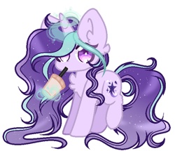 Size: 600x515 | Tagged: safe, artist:existencecosmos188, oc, oc only, pony, unicorn, base used, bubble tea, chest fluff, drinking, ear fluff, female, glowing, glowing horn, horn, magic, mare, simple background, solo, telekinesis, transparent background, unicorn oc