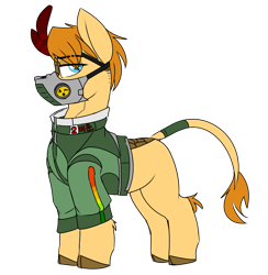 Size: 2000x2053 | Tagged: safe, artist:coatieyay, oc, oc only, kirin, clothes, high res, jacket, kirin oc, mask, nonbinary, simple background, solo, transparent background