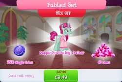 Size: 1261x854 | Tagged: safe, gameloft, pony, unicorn, g4, my little pony: magic princess, bowtie, bundle, clothes, costs real money, english, fabled set, gem, horn, magic coins, male, numbers, sale, siegfried and roy, solo, stallion, text, unnamed character, unnamed pony