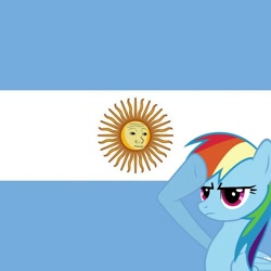 Size: 720x720 | Tagged: safe, rainbow dash, pegasus, pony, g4, argentina, flag, meme, rainbow dash salutes, solo, wojak