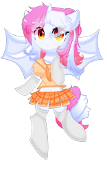 Size: 2362x3780 | Tagged: safe, artist:yuerain sparkle, oc, oc only, oc:yuerain sparkle, alicorn, bat pony, bat pony alicorn, pony, bat wings, chest fluff, clothes, cute, female, high res, horn, jk, looking at you, mare, midriff, not breasts, simple background, solo, stockings, thigh highs, transparent background, wings