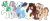 Size: 1280x534 | Tagged: safe, artist:monochrome-sunsets, chancellor puddinghead, clover the clever, commander hurricane, princess platinum, private pansy, smart cookie, earth pony, pegasus, pony, unicorn, g4, base used, female, mare, simple background, transparent background