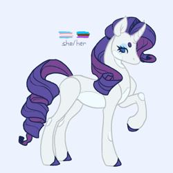 Size: 700x700 | Tagged: safe, artist:frostedsoul, derpibooru exclusive, rarity, pony, unicorn, g4, androsexual, androsexual pride flag, concave belly, headcanon, lgbt headcanon, pride, pride flag, solo, transgender, transgender pride flag