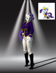 Size: 2800x3624 | Tagged: safe, artist:errantsfm, rarity, unicorn, anthro, g4, testing testing 1-2-3, 3d, ancient wonderbolts uniform, boots, clothes, daz studio, female, high res, pants, sgt. rarity, shoes, solo, uniform