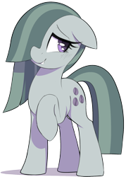 Size: 1000x1400 | Tagged: safe, artist:thebatfang, marble pie, earth pony, pony, g4, blushing, cute, eyebrows, female, floppy ears, grin, hair over one eye, looking at you, marblebetes, mare, raised hoof, shadow, shy, shy smile, simple background, smiling, smiling at you, solo, transparent background