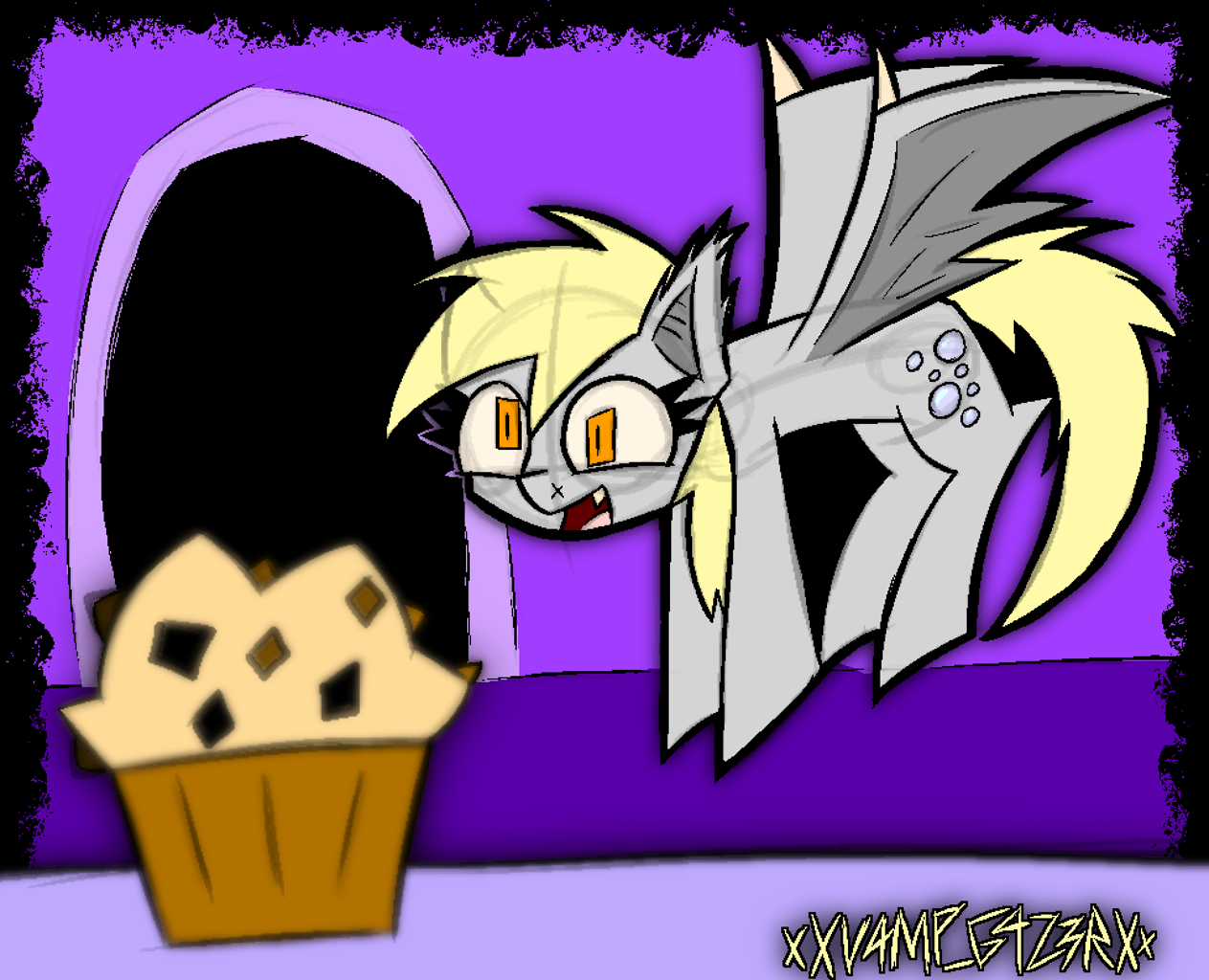 #3006810 - safe, artist:xxv4mp_g4z3rxx, derpy hooves, bat pony, pony ...