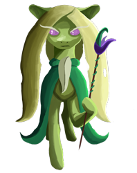 Size: 2800x3530 | Tagged: safe, artist:tazool, derpibooru exclusive, oc, oc only, oc:green lily, pony, 2023 community collab, derpibooru community collaboration, female, front view, high res, looking at you, simple background, solo, staff, story included, transparent background