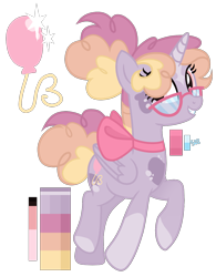 Size: 1100x1412 | Tagged: safe, artist:monochrome-sunsets, oc, oc only, oc:poppy pie, alicorn, pony, g4, alicorn oc, coat markings, female, folded wings, full body, glasses, grin, hooves, horn, magical lesbian spawn, mare, multicolored mane, multicolored tail, offspring, parent:pinkie pie, parent:twilight sparkle, parents:twinkie, reference sheet, simple background, smiling, socks (coat markings), solo, tail, transparent background, wings