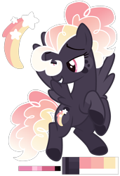 Size: 2600x3800 | Tagged: safe, artist:monochrome-sunsets, oc, oc only, pegasus, pony, coat markings, female, flying, full body, grin, high res, hooves, lidded eyes, magical lesbian spawn, mare, offspring, parent:pinkie pie, parent:rainbow dash, parents:pinkiedash, pegasus oc, reference sheet, simple background, smiling, socks (coat markings), solo, spread wings, tail, transparent background, wings