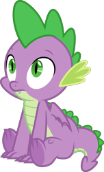 Size: 3000x4923 | Tagged: safe, artist:starryshineviolet, spike, dragon, g4, the point of no return, confused, folded wings, male, simple background, sitting, solo, transparent background, vector, winged spike, wings