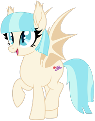 Size: 2713x3463 | Tagged: safe, artist:starshade, artist:twilyisbestpone, coco pommel, bat pony, pony, g4, base used, bat ears, bat eyes, bat ponified, bat wings, cocobat, cocobetes, cute, ear fluff, ear tufts, eyelashes, female, full body, happy, high res, hooves, mare, missing accessory, open mouth, open smile, race swap, raised hoof, raised leg, simple background, slit pupils, smiling, solo, spread wings, standing, standing on two hooves, starry eyes, tail, transparent background, weapons-grade cute, wingding eyes, wings
